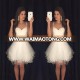 Spaghetti Straps Beaded White Short Cocktail Dresses Party Dresses