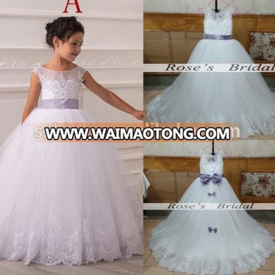 2018 Cute White Flower Girl Dresses Wedding 2017 Lace Applique Beaded Tulle Pageant Little Girl Dresses